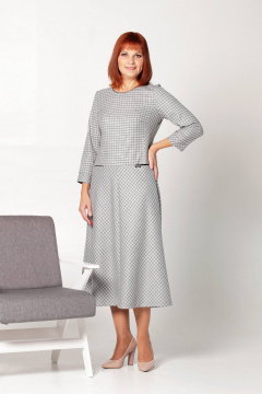 Платье с рельефами, отрезное ниже талии и клиньями Соджи 634 светло-серый - фото 4
