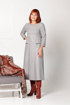 Платье с рельефами, отрезное ниже талии и клиньями Соджи 634 светло-серый - фото 2