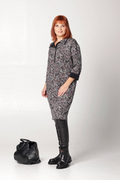 Многоуровневое платье из трикотажа с накладными карманами Соджи 635 черный - фото 5