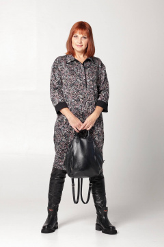 Многоуровневое платье из трикотажа с накладными карманами Соджи 635 черный - фото 2