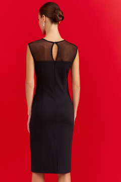 Платье с декоративным вырезом, кокеткой из сетки DILIA 0804 черный - фото 4