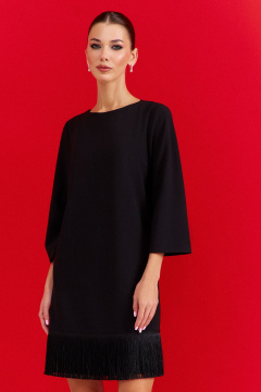 Нарядное платье с бахромой и потайной молнией DILIA 0908 черный - фото 3