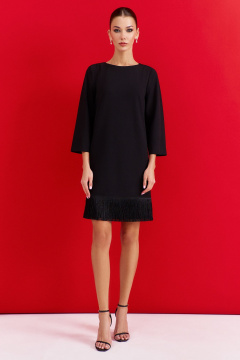 Нарядное платье с бахромой и потайной молнией DILIA 0908 черный - фото 1