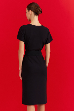 Платье нарядное полуприлегающего силуэта с поясом DILIA 0910 черный - фото 4