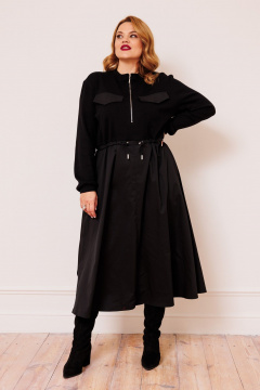 Платье на каждый день свободного силуэта с разрезом AMUAR 1018-1 черный - фото 1
