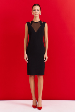 Платье без рукавов с сетчатым вставками и молнией DILIA 0913 черный - фото 1