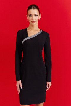 Платье с асимметричной горловиной и длинным рукавом DILIA 0917 черный - фото 3