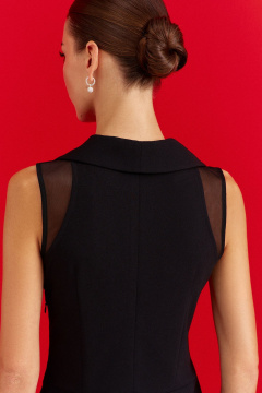 Платье нарядное с лацканами и сетчатым топом DILIA 0918 черный - фото 5