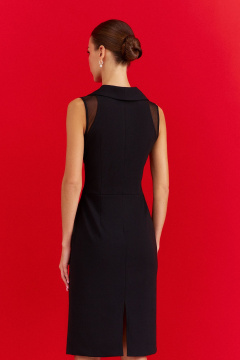 Платье нарядное с лацканами и сетчатым топом DILIA 0918 черный - фото 4