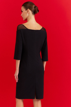 Платье нарядное полуприлегающего силуэта с сетчатым верхом DILIA 0914 черный - фото 4