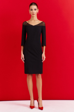 Платье нарядное полуприлегающего силуэта с сетчатым верхом DILIA 0914 черный - фото 1