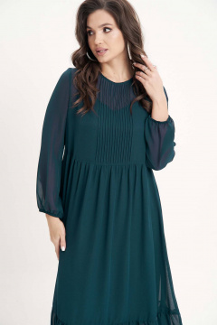 Зеленое платье из шифона с воланом и регулируемыми бретелями Fantazia Mod 4771 измруд - фото 3