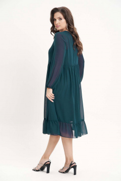 Зеленое платье из шифона с воланом и регулируемыми бретелями Fantazia Mod 4771 измруд - фото 2