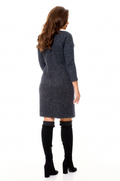 Платье полуприлегающего силуэта из буклированного трикотажа Abbi 1044 сине-серые-тона - фото 5