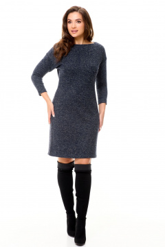 Платье полуприлегающего силуэта из буклированного трикотажа Abbi 1044 сине-серые-тона - фото 1