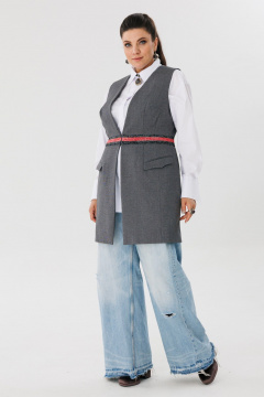Удлиненный жилет из костюмной ткани с карманами Anelli 1183 - фото 5