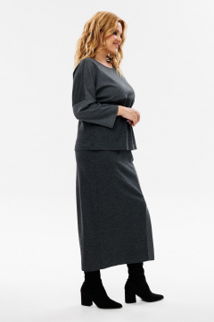Костюм из вискозного трикотажа джемпер и юбка длинная Michel chic 1393 графит,люрекс - фото 5