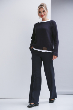 Прямые демисезонные брюки из текстиля со стрелками и карманами Ma Vie М-677-2 - фото 1