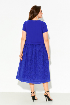 Нарядное платье из кружева и легкой ткани с рукавами полуприлегающего силуэта IVA 1618 васильковый - фото 2