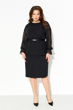 Комплект платье и блуза из трикотажа и шифона для круглогодичного ношения IVA 1632 - фото 1