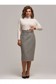 Бежевый юбка-карандаш на подкладке с высокой талией и шлицей IVA 1743 бежевый - фото 1