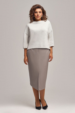 Джемпер из мягкого трикотажа с воротником-стойкой для демисезона IVA 1703 светло-серый - фото 3