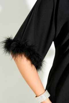 Нарядное платье из текстиля с съемным боа для круглогодичного ношения IVA 1702 - фото 5