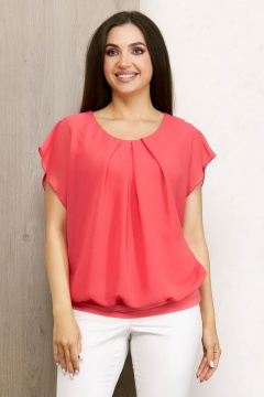 Блуза свободного кроя из шифона с складками для лета Condra 10201 - фото 1