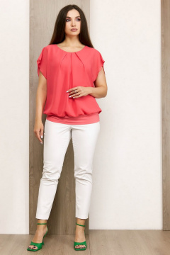 Блуза свободного кроя из шифона с складками для лета Condra 10201 - фото 4