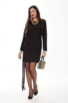 Платье полуприлегающего силуэта с бахромой для нарядных случаев Твой имидж 1998 чёрный - фото 5