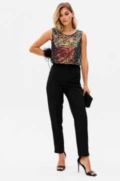 Зауженные брюки из текстиля с разрезами и карманами для торжественных случаев EOLA 2600 черный - фото 5