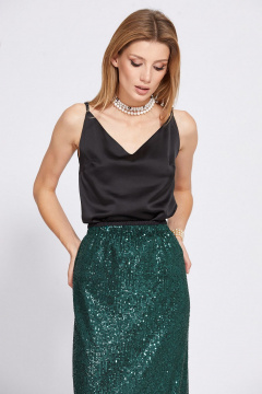 Черный атласный топ на регулируемых бретелях EOLA 2770 черный - фото 4