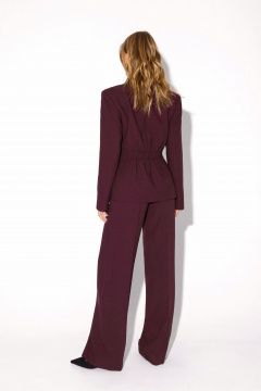 Деловой костюм из текстиля с жакетом и брюками со шнуровкой PiRS 5492 марсала - фото 3