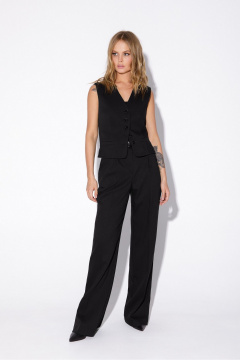 Костюм из текстиля из жакета, жилета и прямых брюк PiRS 5519 черный - фото 2