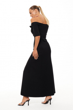 Платье вечернее с открытыми плечами из трикотажа нарядное Панда 206880w черный - фото 5