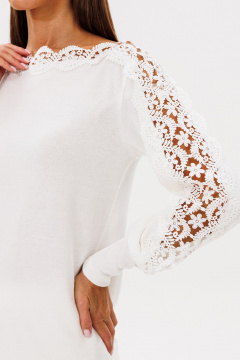 Костюм из вискозы и кружева с джемпером и юбкой VIZAVI 818 молочный - фото 4