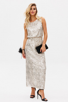 Юбка из трикотажа с пайетками и шлицей сзади EOLA 2759 молочный - фото 1