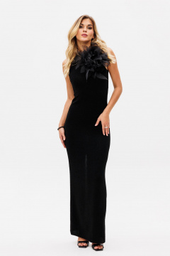 Платье из трикотажа с блеском и разрезом в спинке EOLA 2756 черный - фото 3