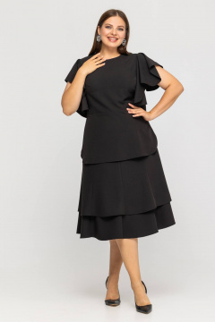 Костюм из текстиля из блузы и юбки, универсальный стиль Avila 0974 черный - фото 4