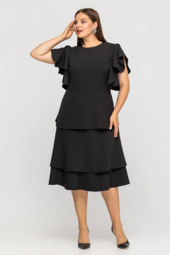 Костюм из текстиля из блузы и юбки, универсальный стиль Avila 0974 черный - фото 3