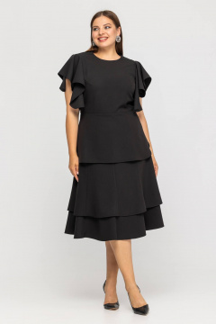 Костюм из текстиля из блузы и юбки, универсальный стиль Avila 0974 черный - фото 2