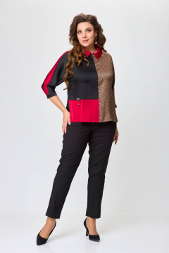 Блуза с принтами из текстиля для повседневной носки Solomeya Lux 968D - фото 2