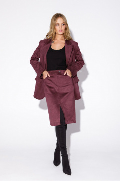 Костюм двойка жакет и юбка карандаш со разрезом PiRS 5564 марсала - фото 3