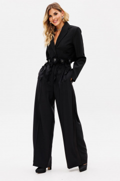 Круглогодичный черный нарядный жакет из текстиля с аппликацией EOLA 2738 черный - фото 5