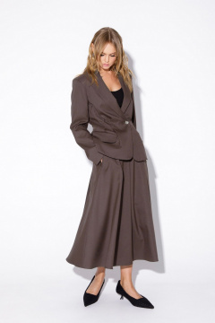 Костюм-двойка из вискозы с рельефами и юбкой-миди PiRS 5567 серо-бежевый - фото 5