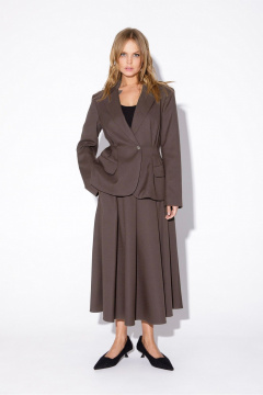 Костюм-двойка из вискозы с рельефами и юбкой-миди PiRS 5567 серо-бежевый - фото 1