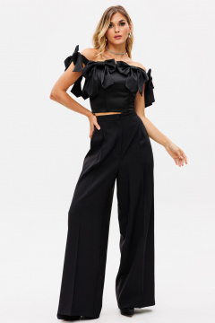 Черный нарядный атласный топ-корсет с бантами EOLA 2734 черный - фото 5