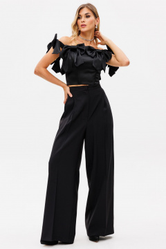 Черный нарядный атласный топ-корсет с бантами EOLA 2734 черный - фото 3