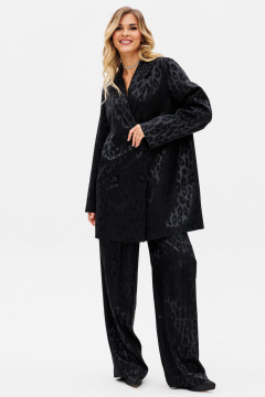 Круглогодичные черные нарядные брюки из текстиля с анималистичным принтом EOLA 2731 черный_рисунок - фото 1