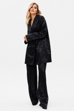 Круглогодичные черные нарядные брюки из текстиля с анималистичным принтом EOLA 2731 черный_рисунок - фото 3